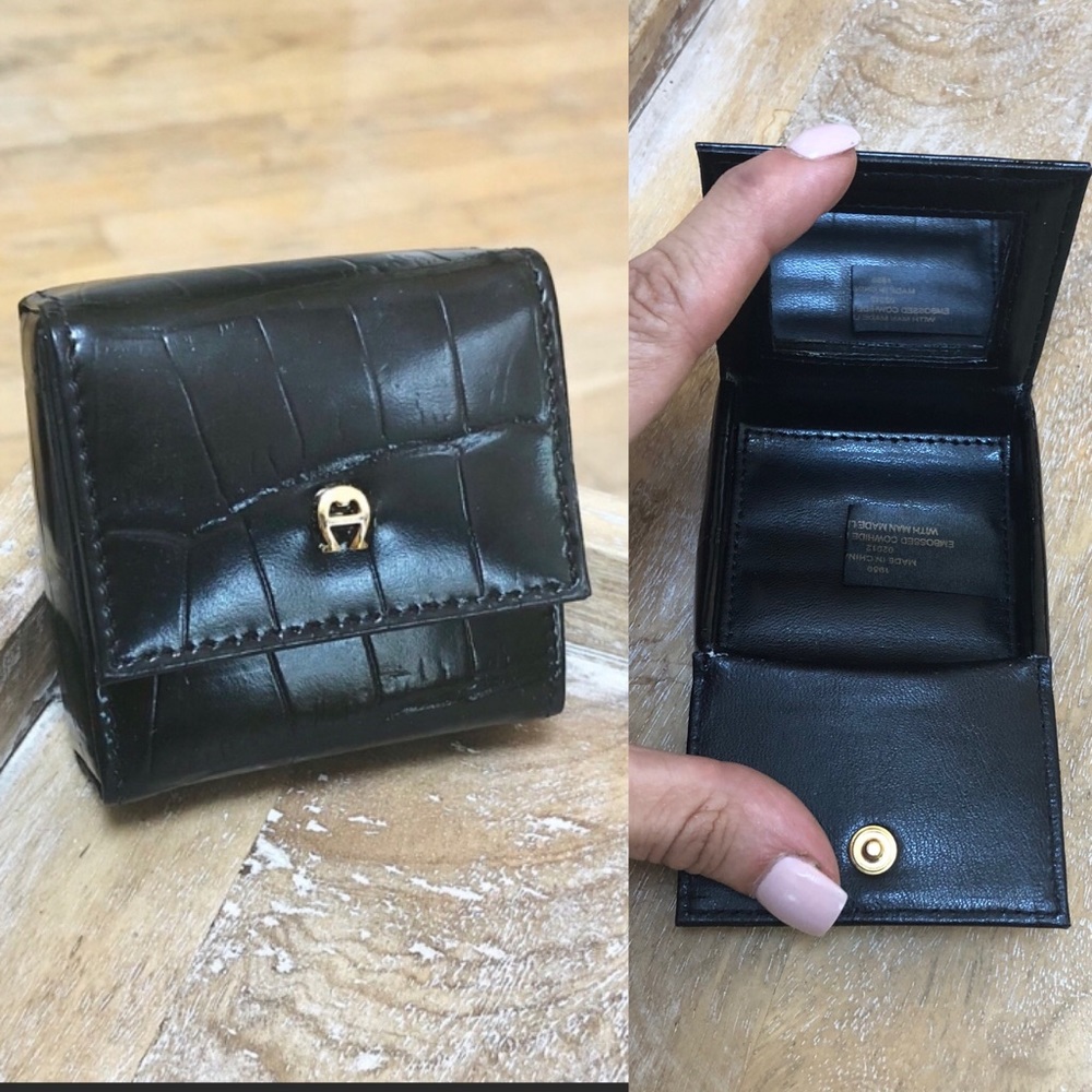 Etienne Aigner Cowhide Leather Case With Mirror